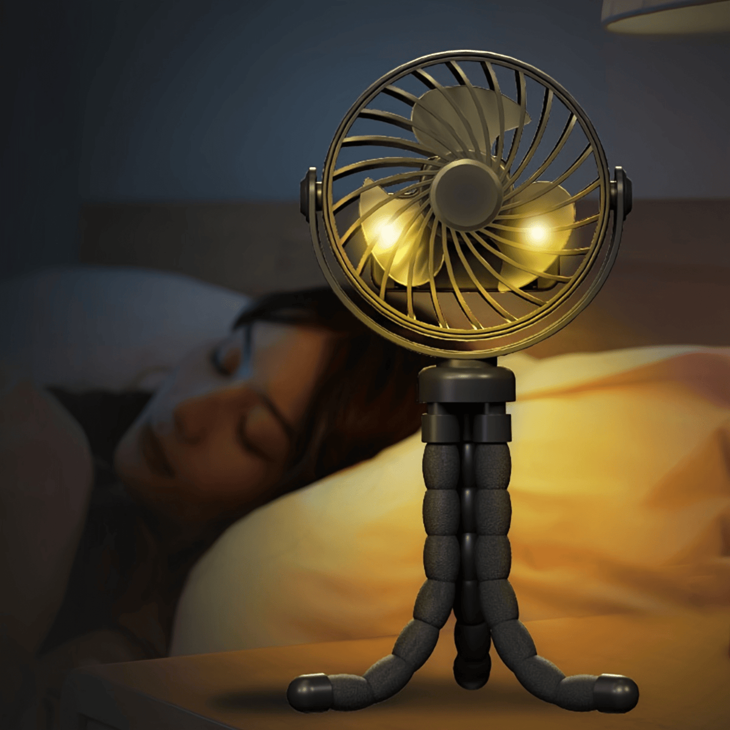 3-Speed USB Rechargeable Fan With Bendable Tripod Octopus Legs