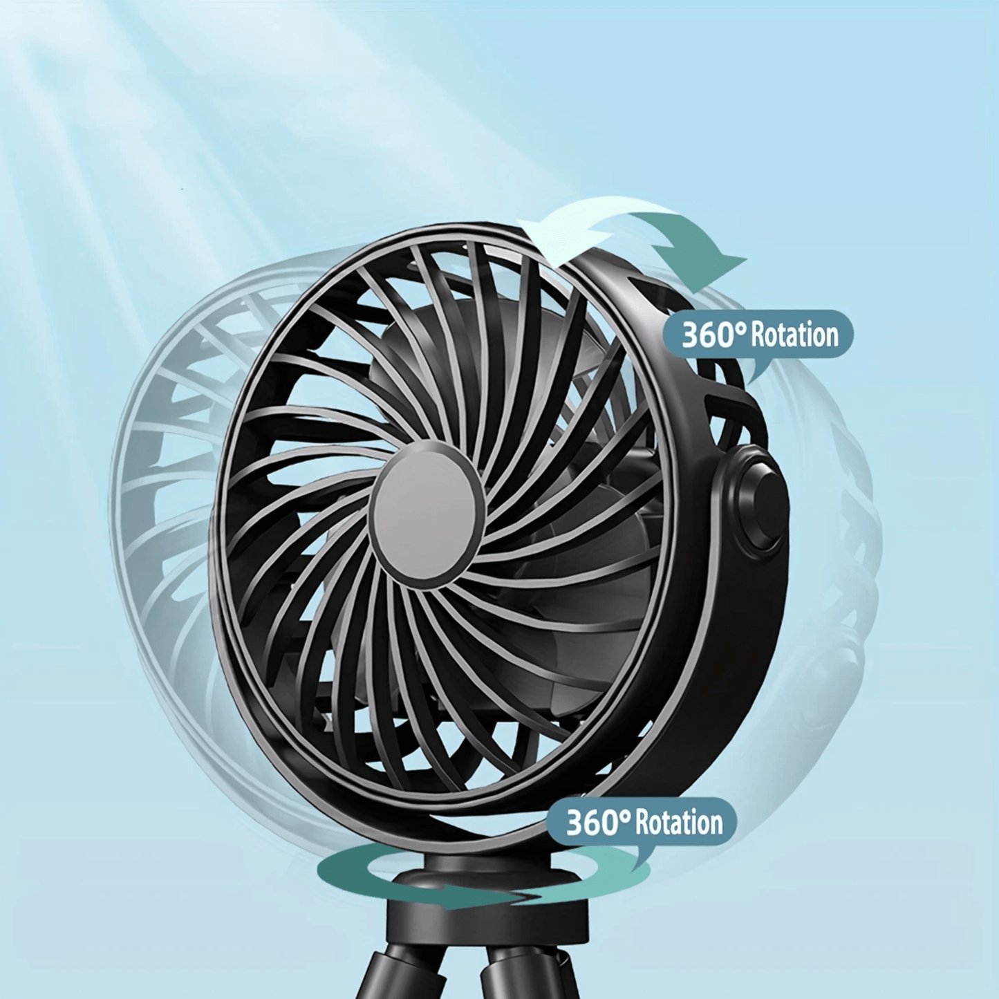 3-Speed USB Rechargeable Fan With Bendable Tripod Octopus Legs