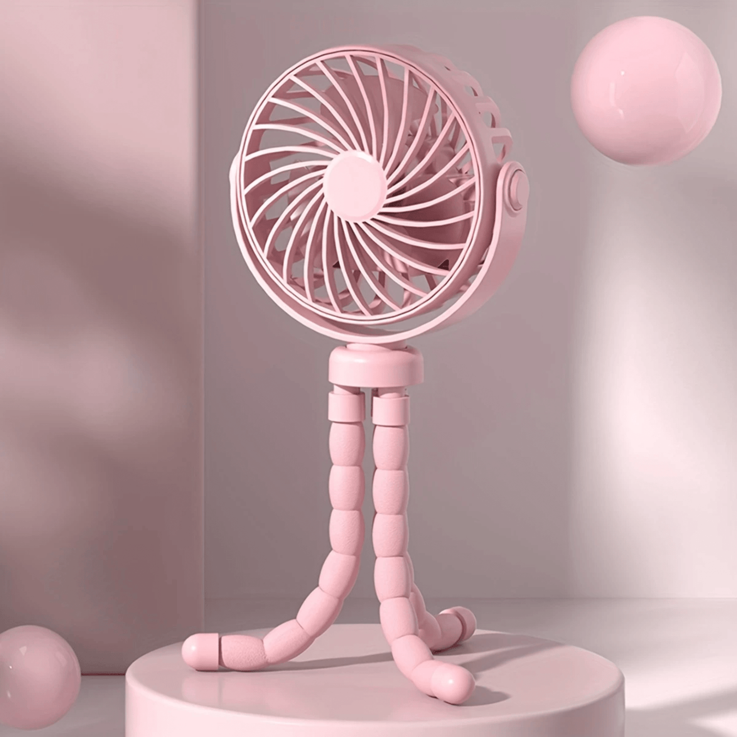 3-Speed USB Rechargeable Fan With Bendable Tripod Octopus Legs