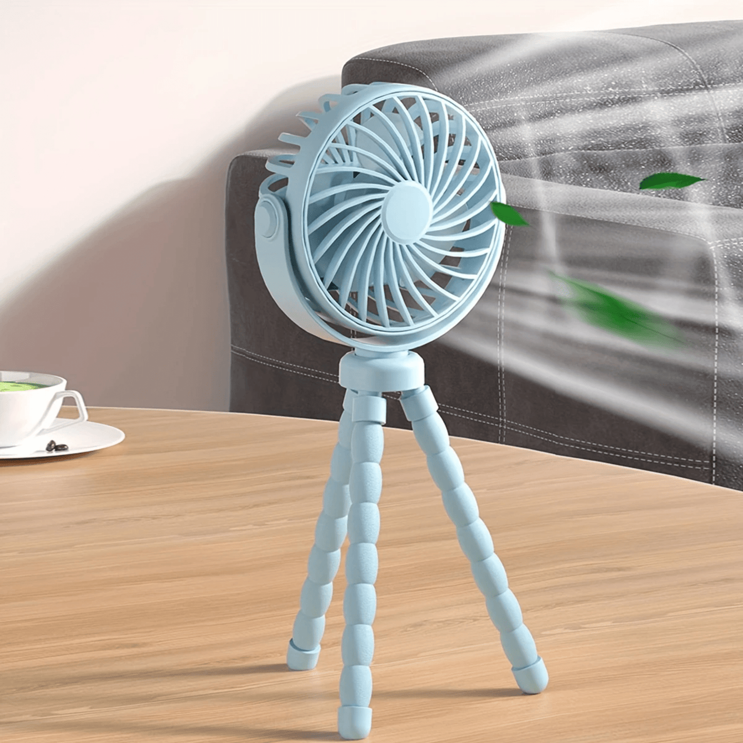 3-Speed USB Rechargeable Fan With Bendable Tripod Octopus Legs