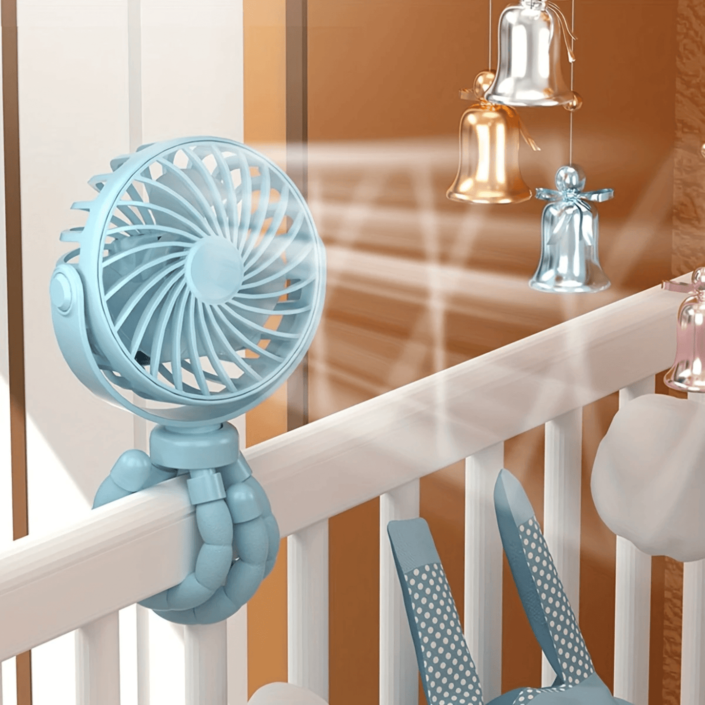 3-Speed USB Rechargeable Fan With Bendable Tripod Octopus Legs
