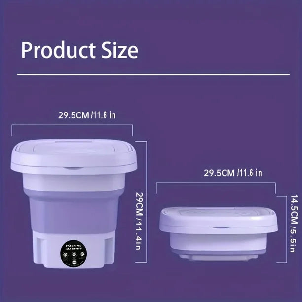 8L Portable Folding Washing Machine, Automatic Laundry, Purple