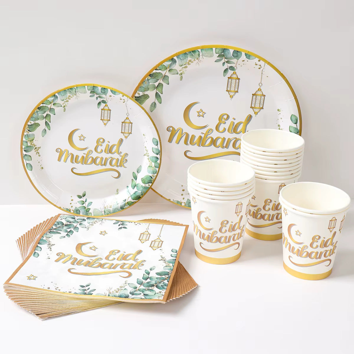 Eid Mubarak Tableware Set – 40pc Eid Mubarak Party Decoration for Home