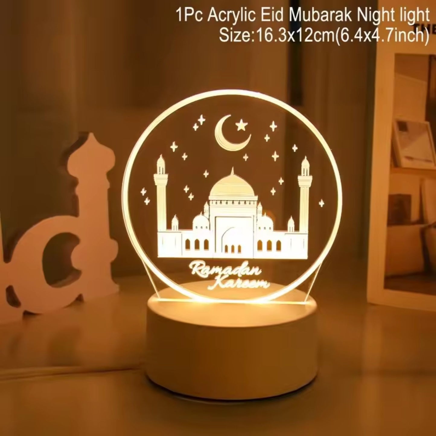 Style 1 (Ramadan Kareem) | Acrylic Ramadan Eid 2025 Decoration Lamp