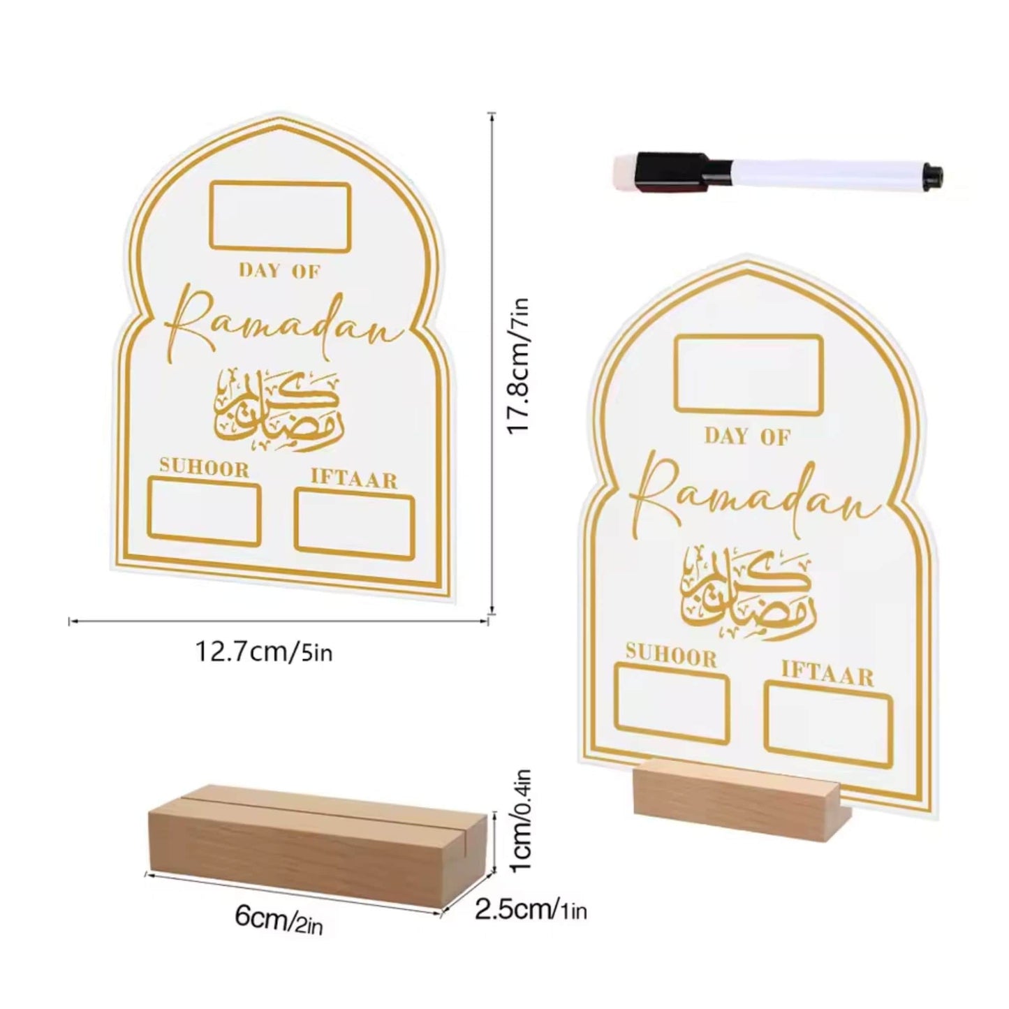 Acrylic Ramadan Countdown Calendar, Suhoor and Iftar Time Tracker