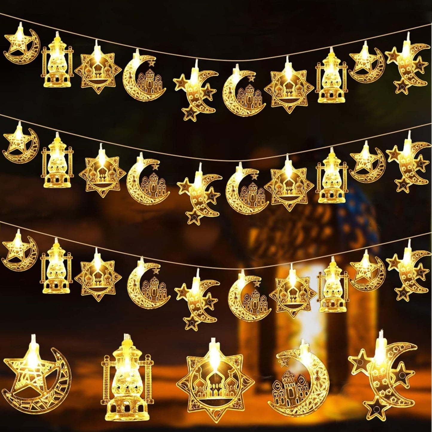 A (Masjid Moon Lantern) | Ramadan Kareem Eid Mubarak LED Light Strings