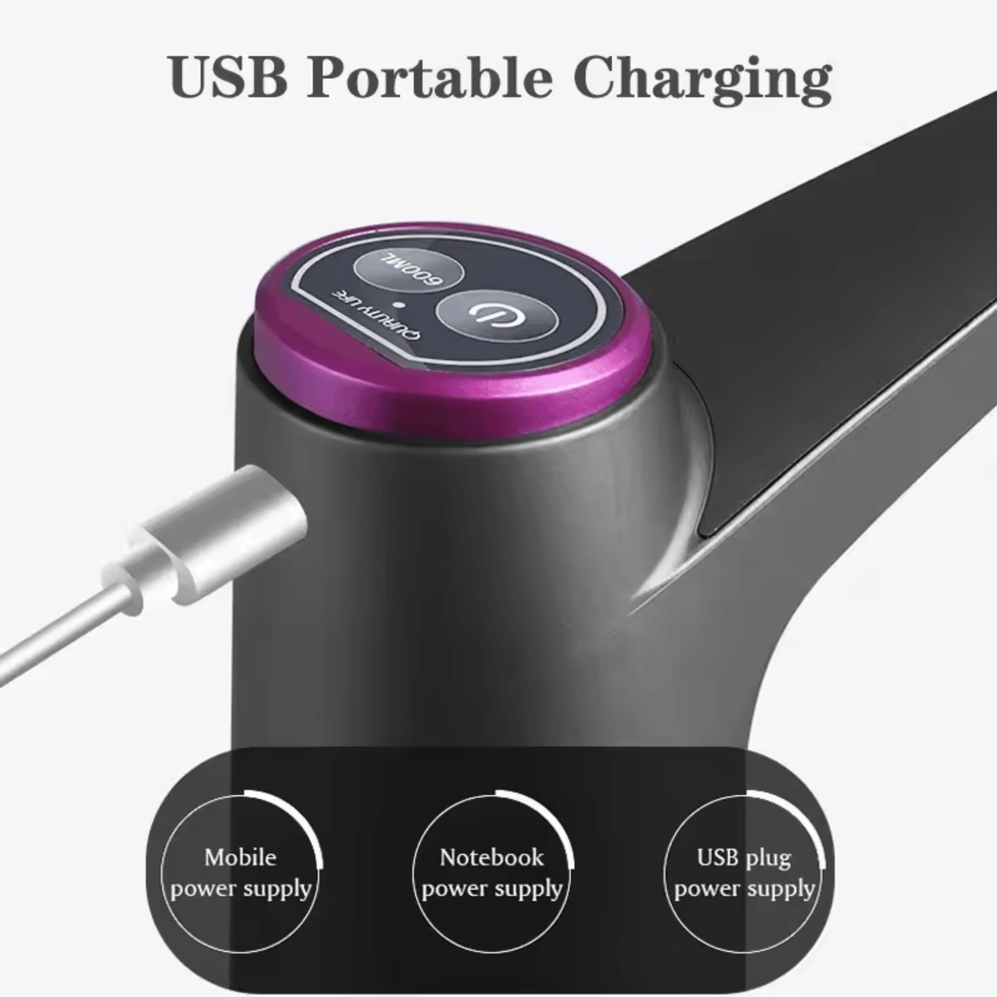 USB Rechargeable Electric Water Pump Faucet with Charger and Hose, Fits Gallon Jugs