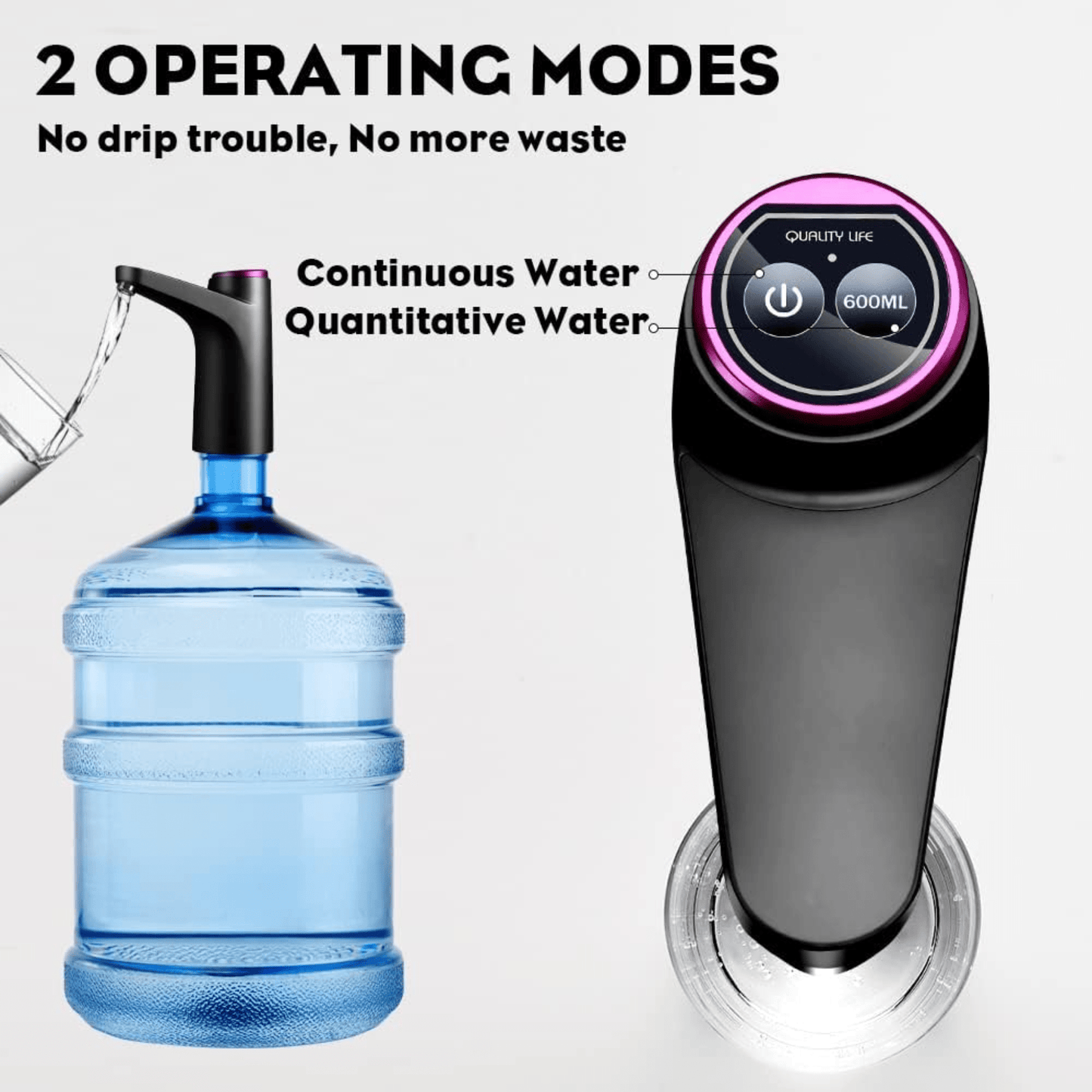 USB Rechargeable Electric Water Pump Faucet with Charger and Hose, Fits Gallon Jugs