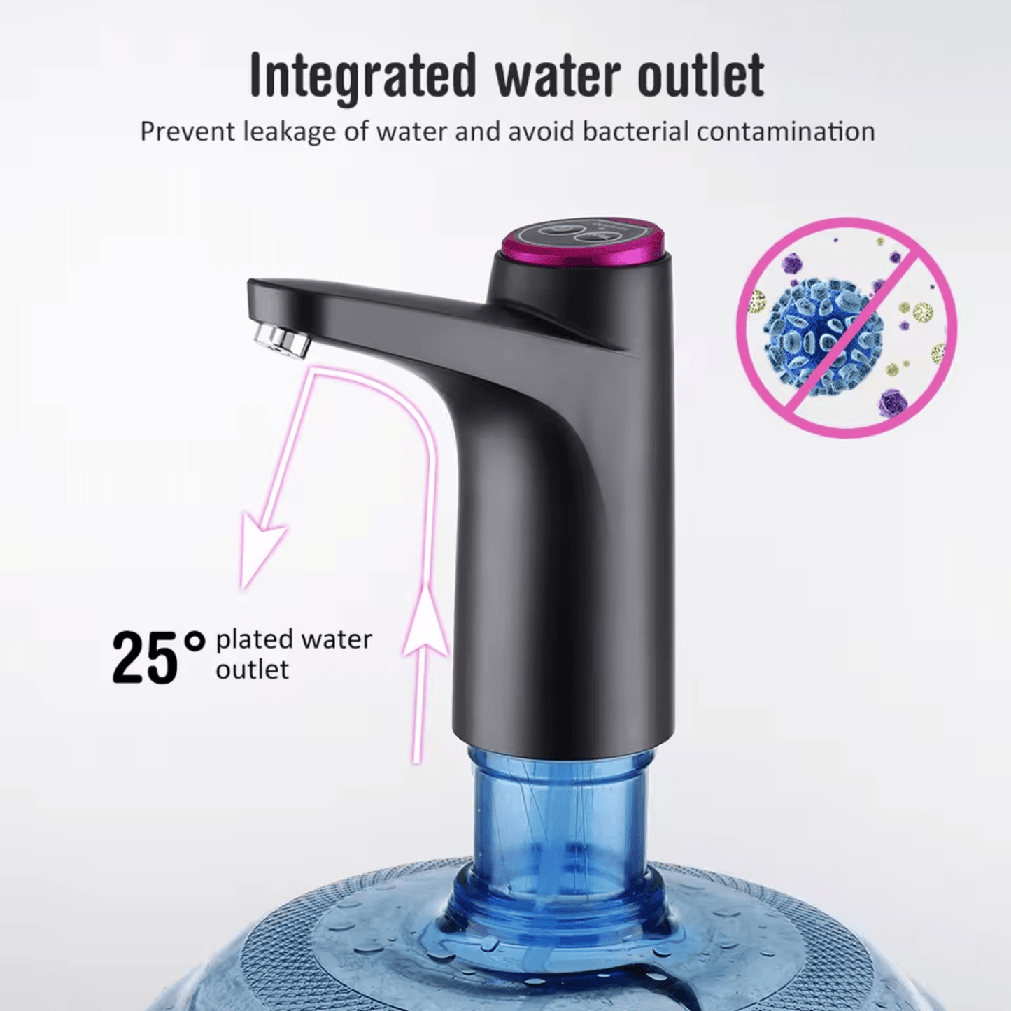 USB Rechargeable Electric Water Pump Faucet with Charger and Hose, Fits Gallon Jugs