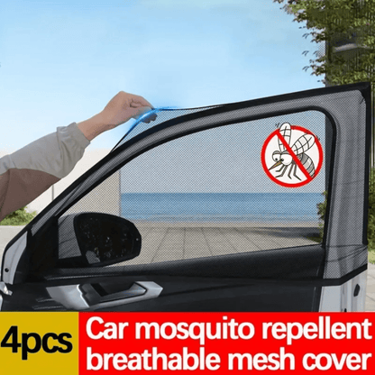 4pc Car Window Mesh Covers, Breathable Window Screen and Mosquito Net, For Front and Back Windows, Suitable for Most Cars & SUVs
