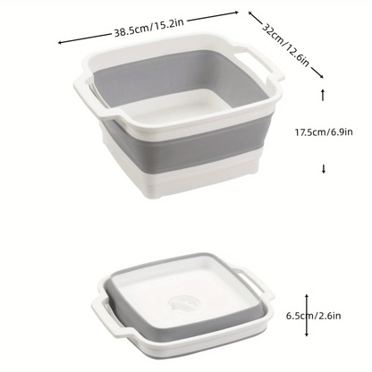 9L Collapsible Wash Basin Sink with Drain, Multipurpose, Available in Multiple Colours
