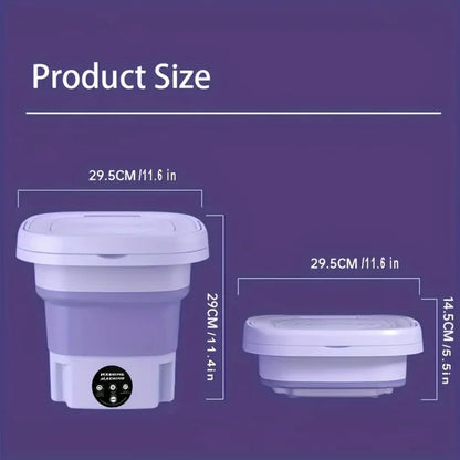 8L Portable Folding Washing Machine, Automatic Laundry, Purple