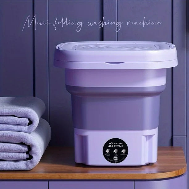 8L Portable Folding Washing Machine, Automatic Laundry, Purple