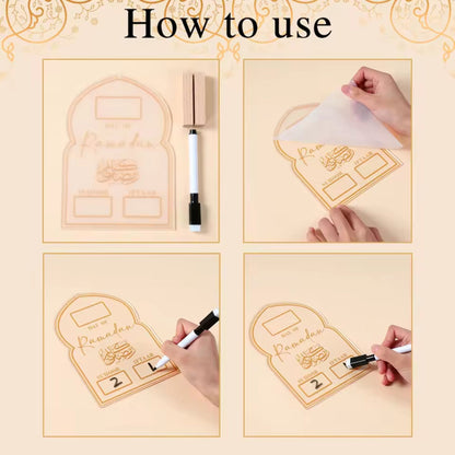 Acrylic Ramadan Countdown Calendar, Suhoor and Iftar Time Tracker