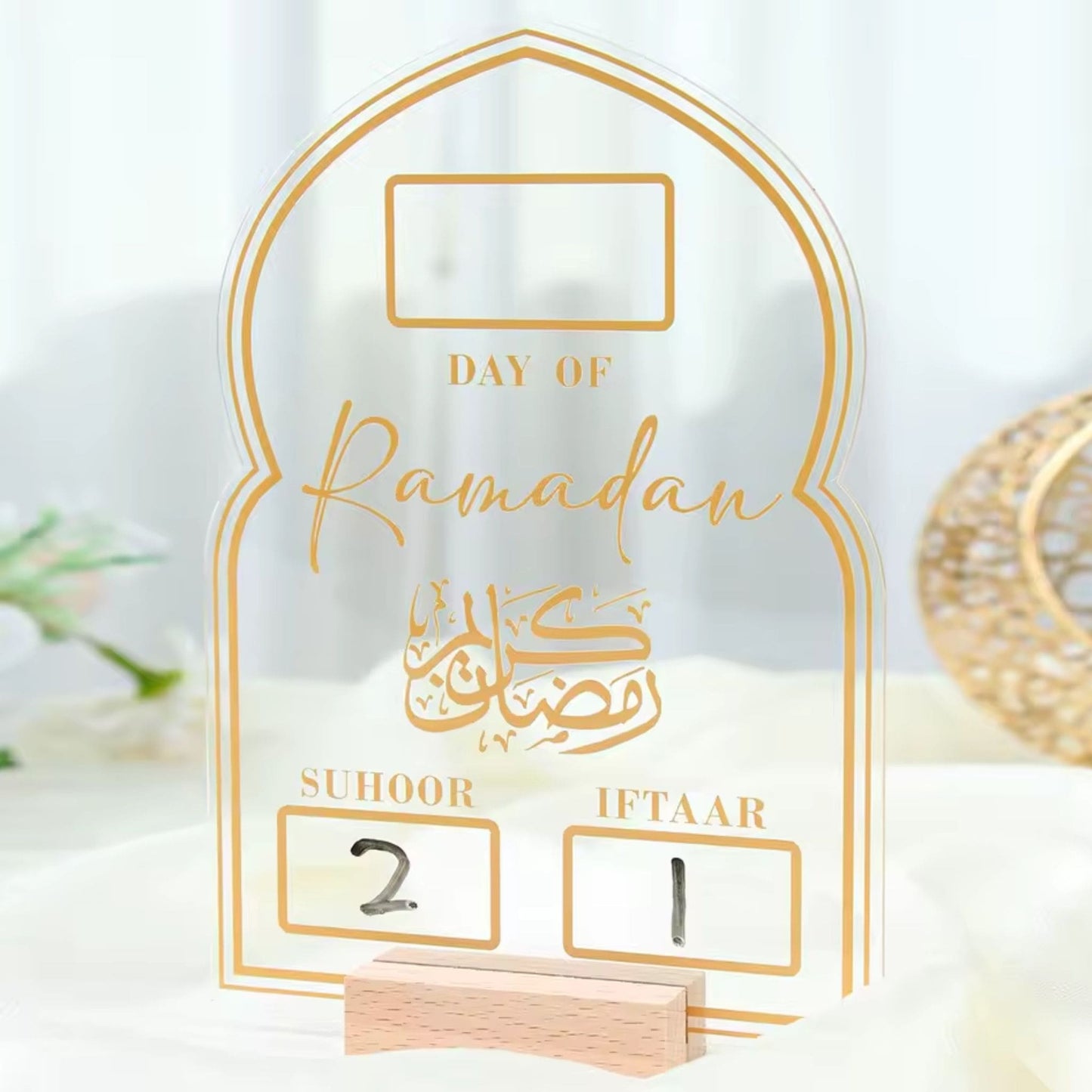 Acrylic Ramadan Countdown Calendar, Suhoor and Iftar Time Tracker