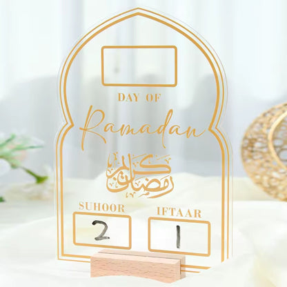Acrylic Ramadan Countdown Calendar, Suhoor and Iftar Time Tracker
